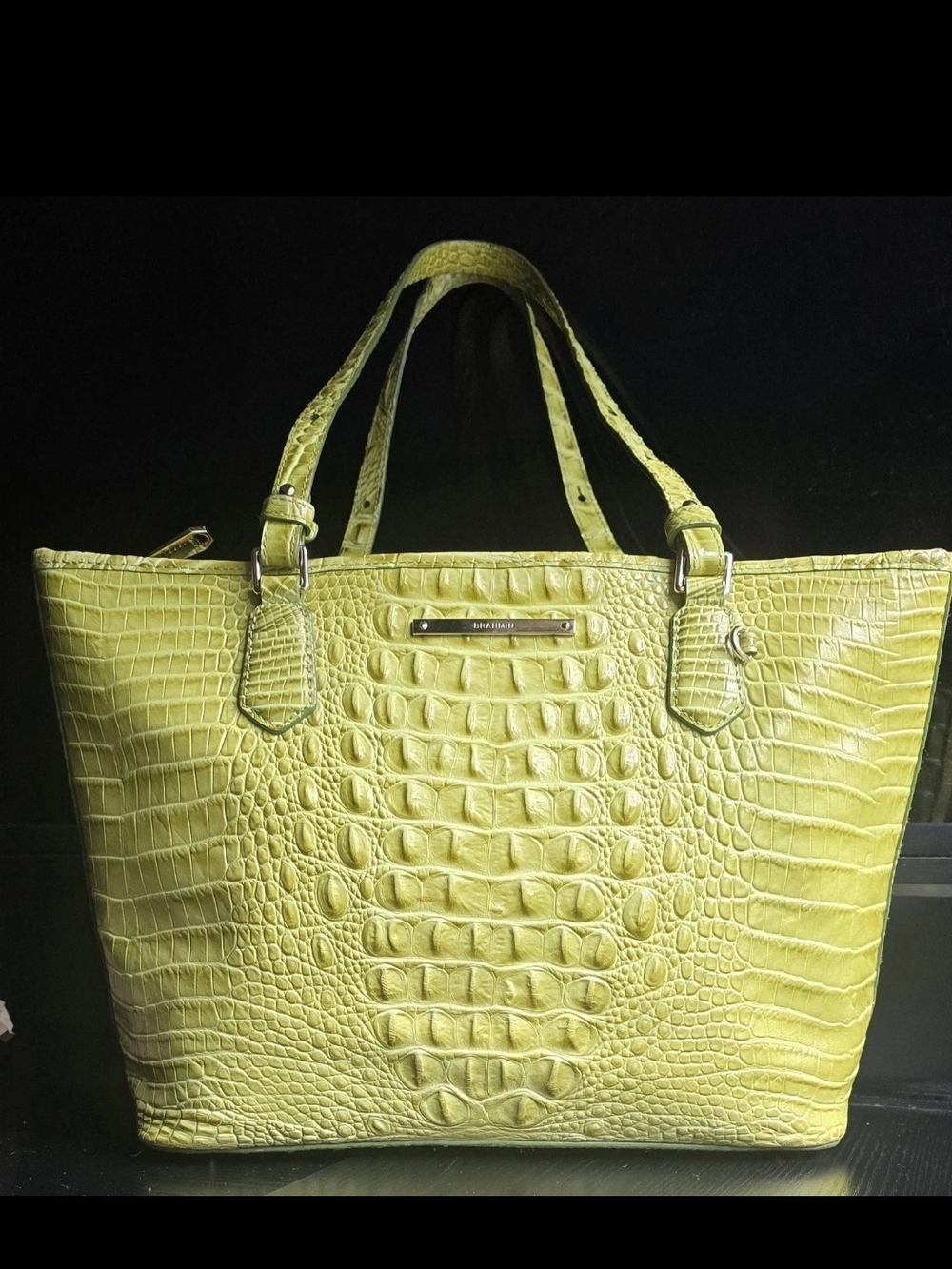 Bright Lime Croc-Embossed Tote Bag